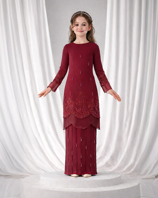 DARIYA KURUNG KIDS (BURGUNDY)