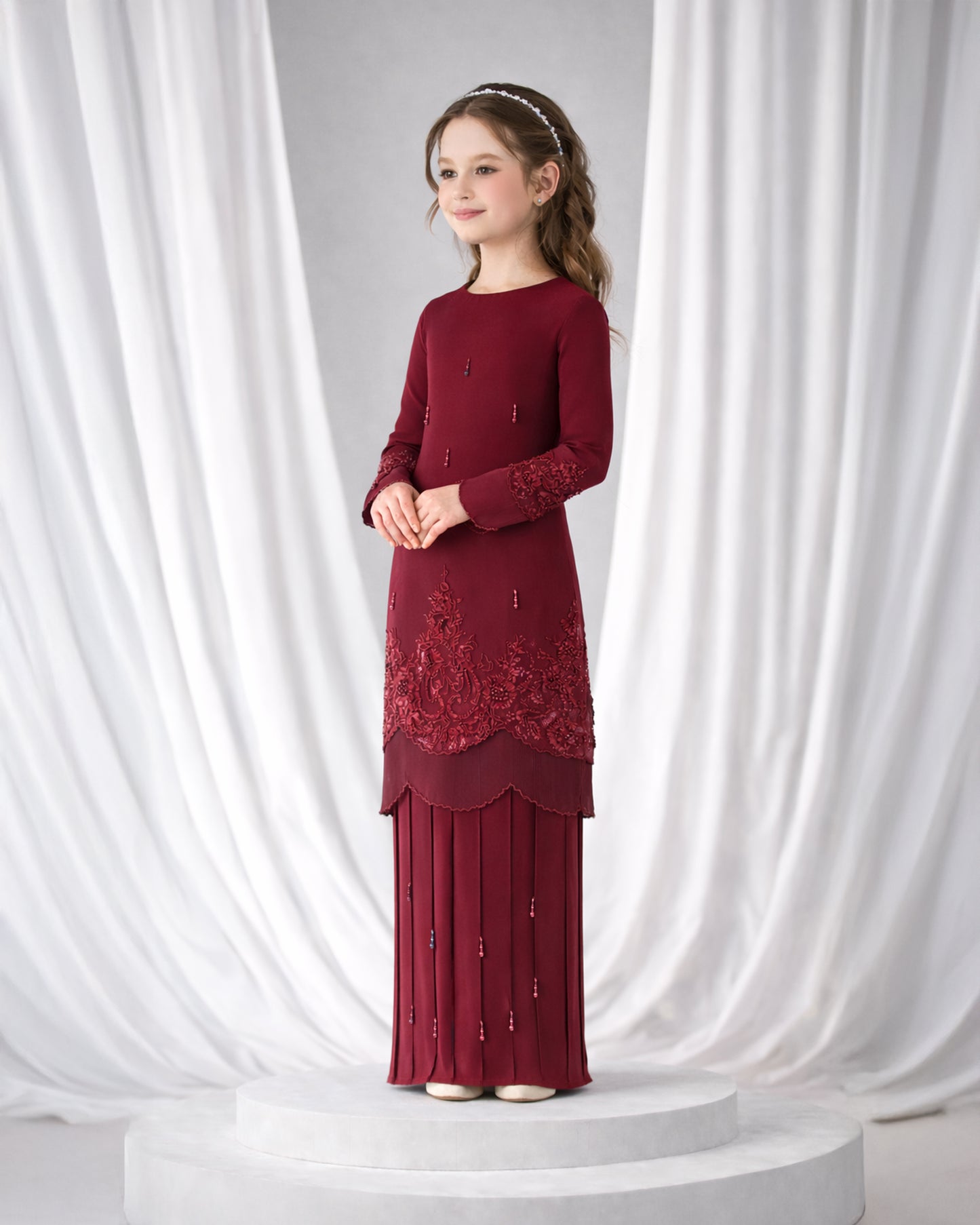 DARIYA KURUNG KIDS (BURGUNDY)