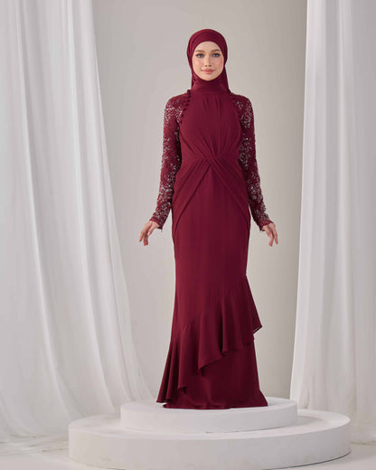 LUNARA DRESS (BURGUNDY)