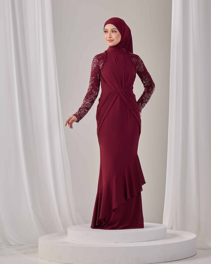 LUNARA DRESS (BURGUNDY)