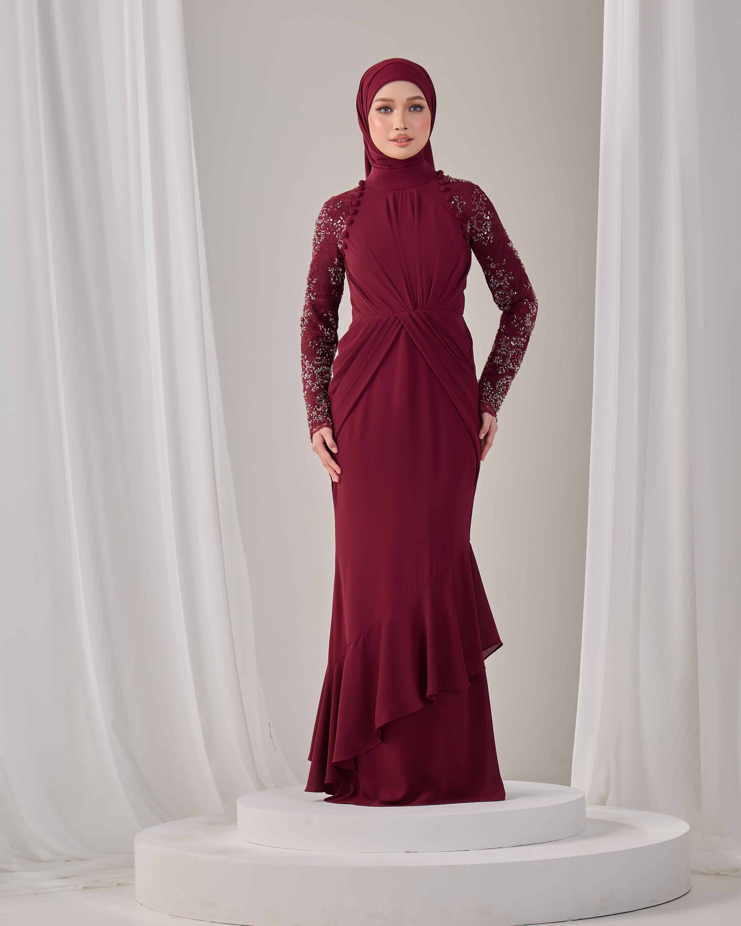 LUNARA DRESS (BURGUNDY)