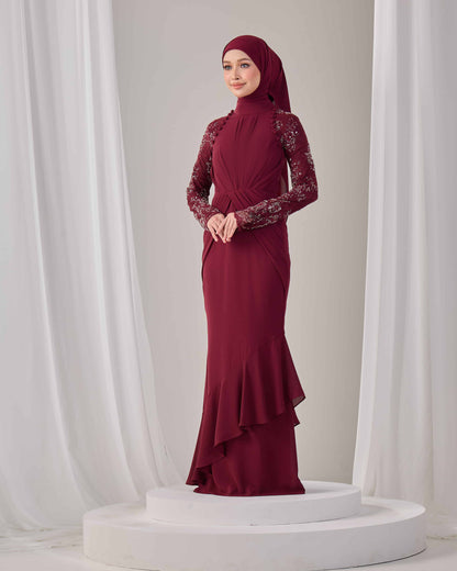 LUNARA DRESS (BURGUNDY)