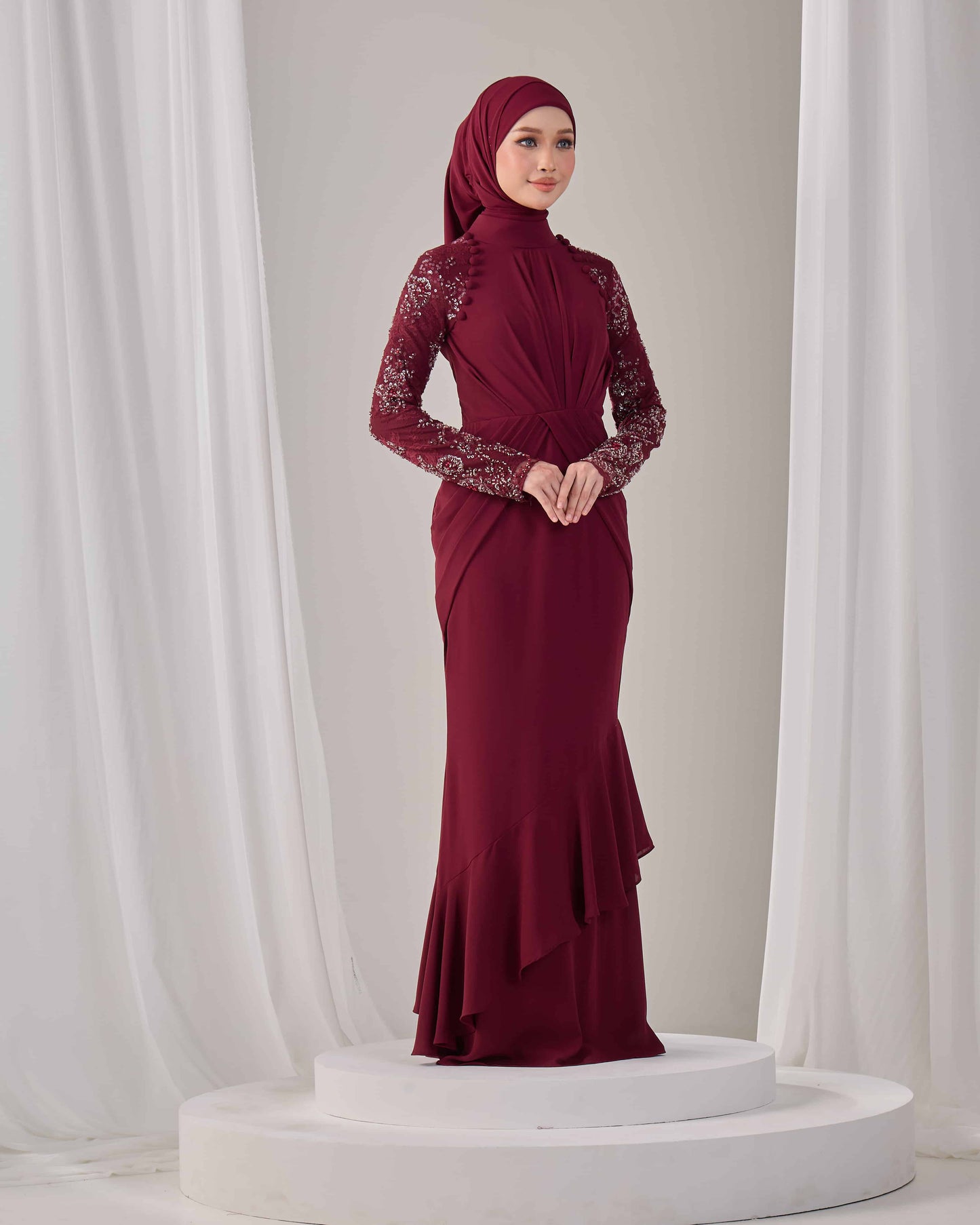 LUNARA DRESS (BURGUNDY)