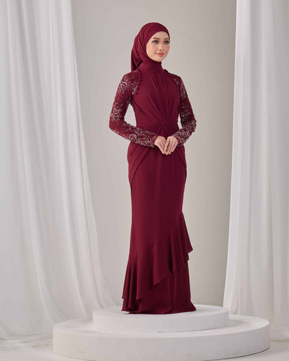 LUNARA DRESS (BURGUNDY)