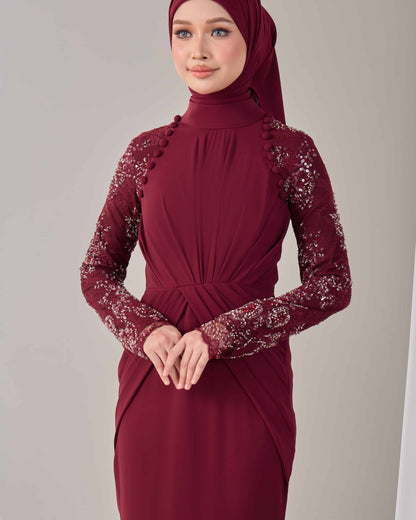 LUNARA DRESS (BURGUNDY)
