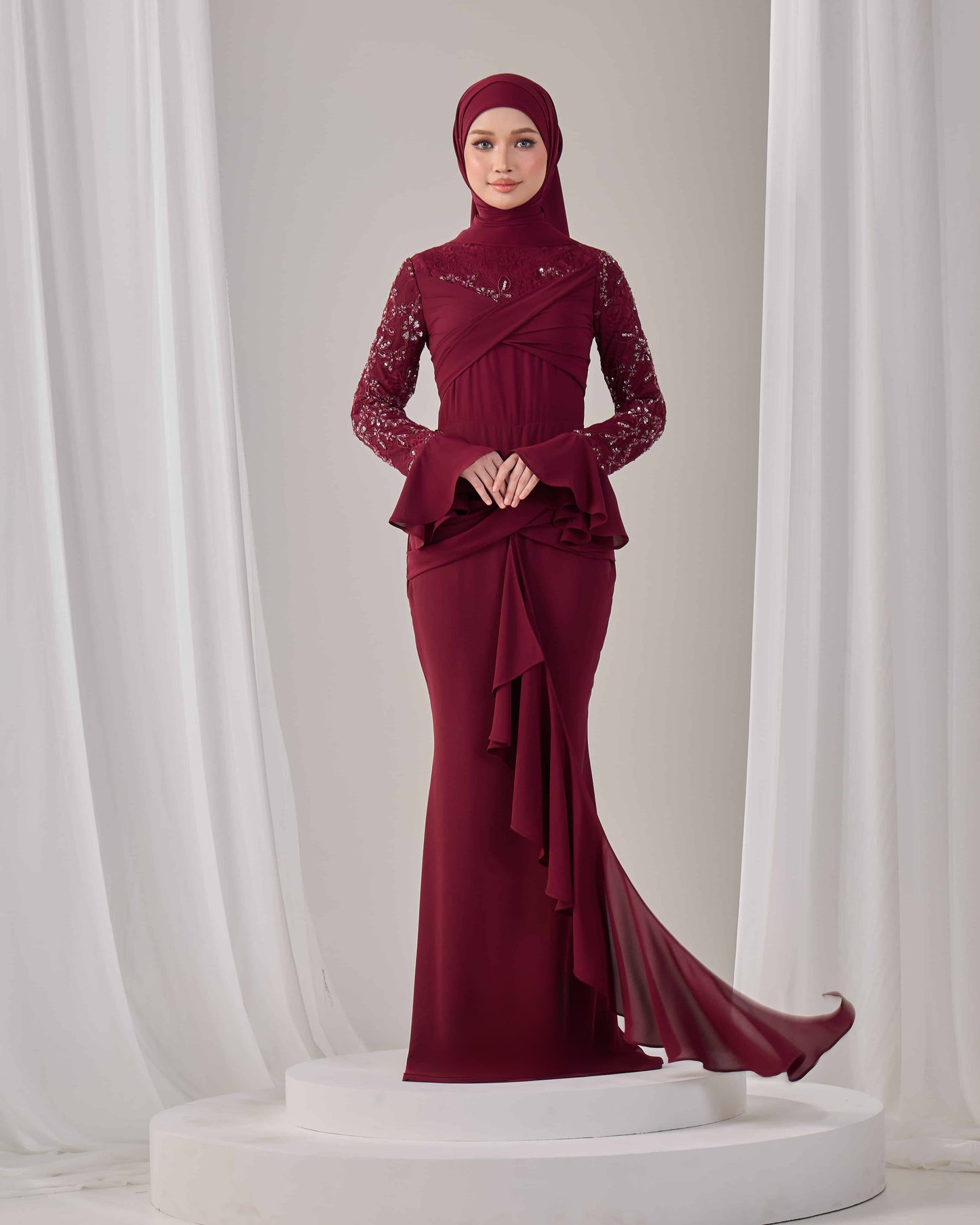 SEPHIA DRESS (BURGUNDY)