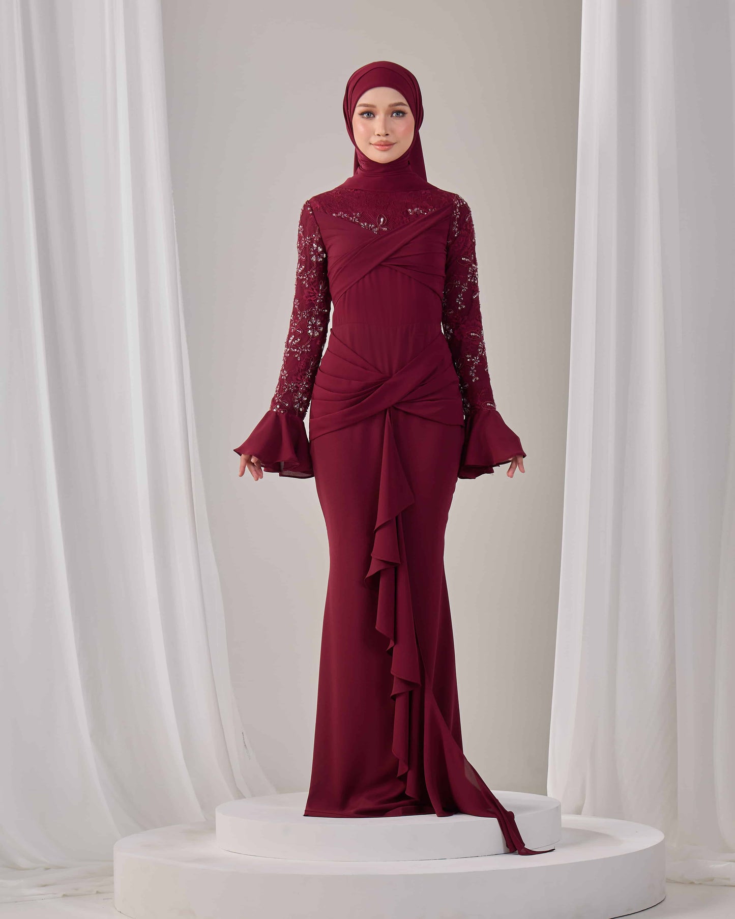SEPHIA DRESS (BURGUNDY)
