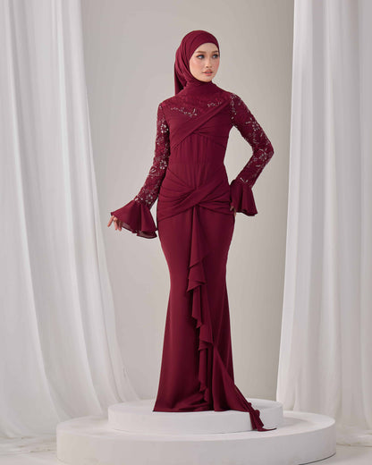 SEPHIA DRESS (BURGUNDY)