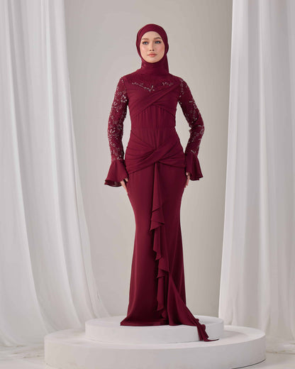 SEPHIA DRESS (BURGUNDY)