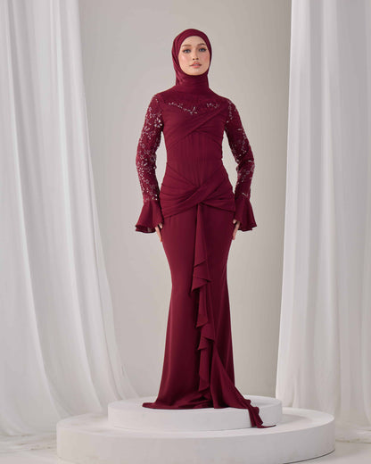 SEPHIA DRESS (BURGUNDY)