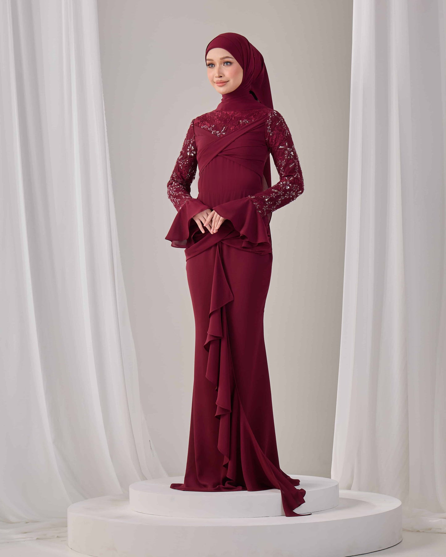 SEPHIA DRESS (BURGUNDY)
