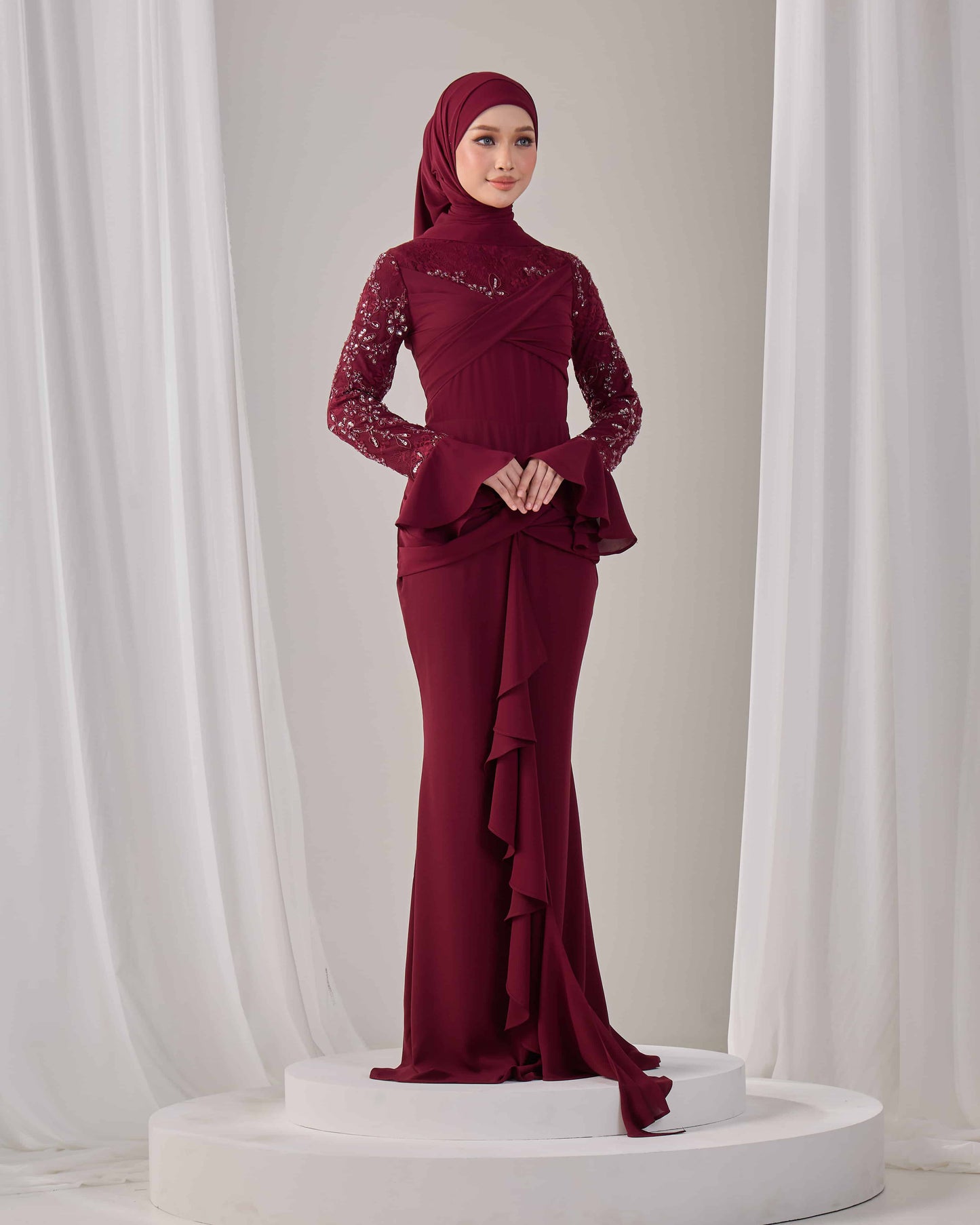 SEPHIA DRESS (BURGUNDY)
