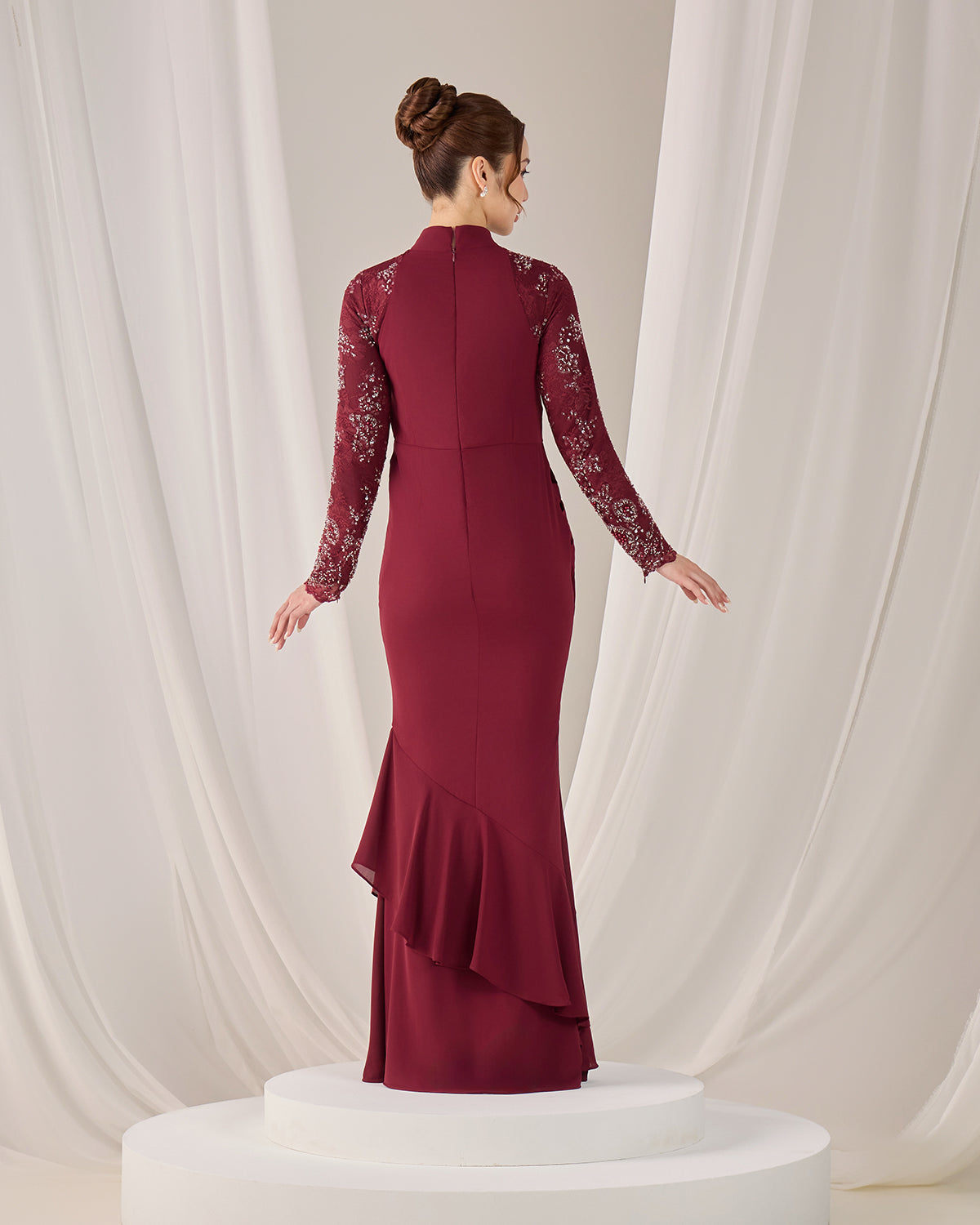 MINOR DEFECT LUNARA DRESS (BURGUNDY)
