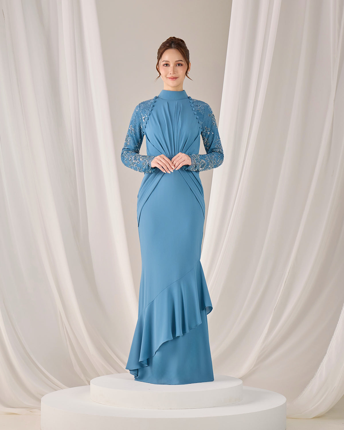 MINOR DEFECT LUNARA DRESS (DIAMOND TEAL BLUE)