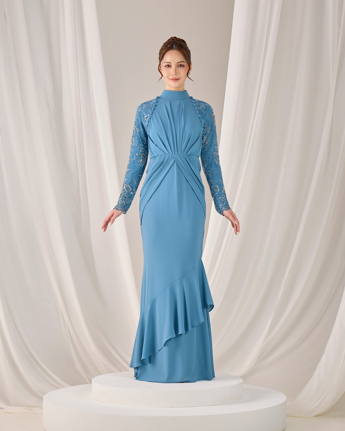 MINOR DEFECT LUNARA DRESS (DIAMOND TEAL BLUE)