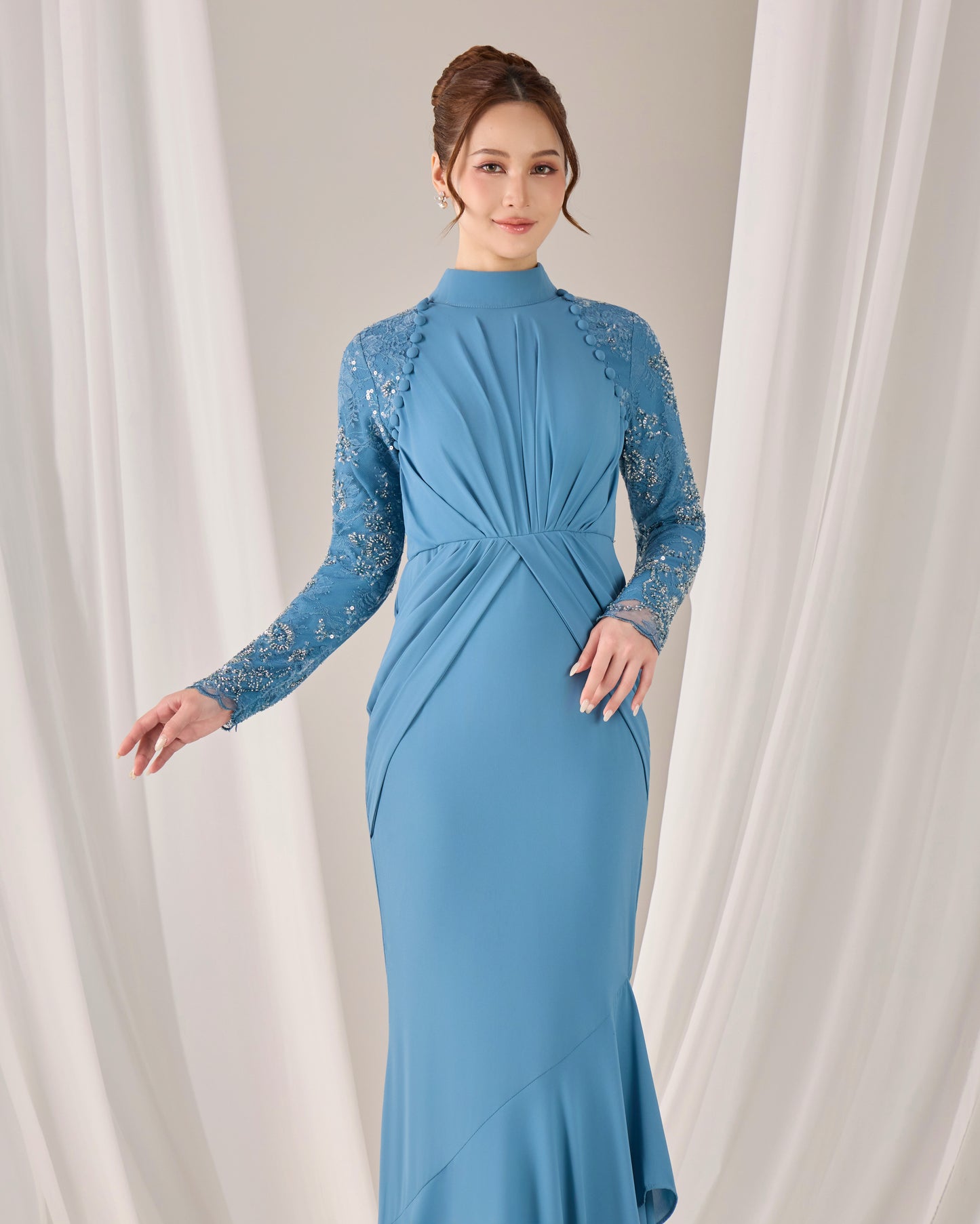 MINOR DEFECT LUNARA DRESS (DIAMOND TEAL BLUE)