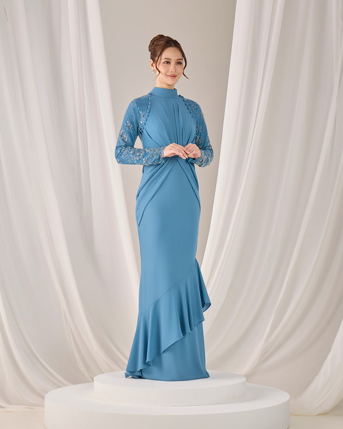 MINOR DEFECT LUNARA DRESS (DIAMOND TEAL BLUE)