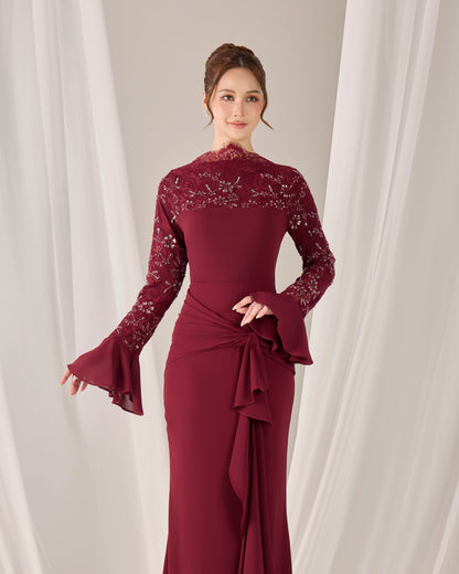 freya burgundy red satin maxi wedding guest dress reviews FREYA One Shoulder Maxi Dress - Shimmer Wine