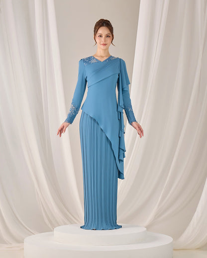 MINOR DEFECT ADALINE DRESS (DIAMOND TEAL BLUE)