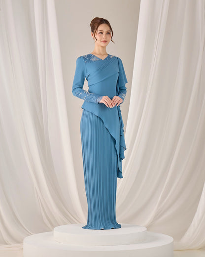 MINOR DEFECT ADALINE DRESS (DIAMOND TEAL BLUE)
