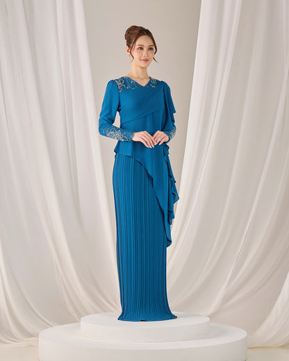 MINOR DEFECT ADALINE DRESS (TEAL BLUE)