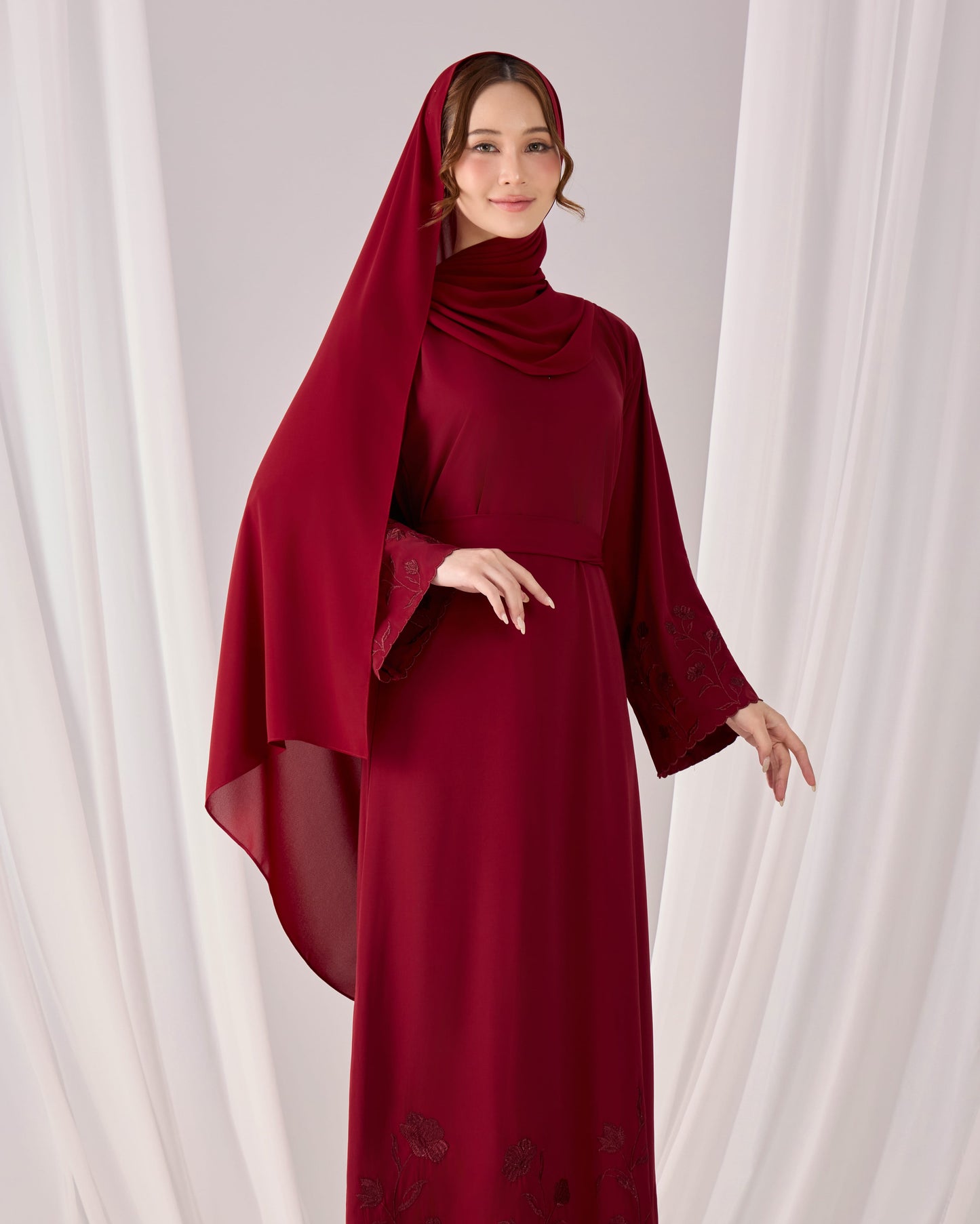 QAFIYA ABAYA (BURGUNDY)