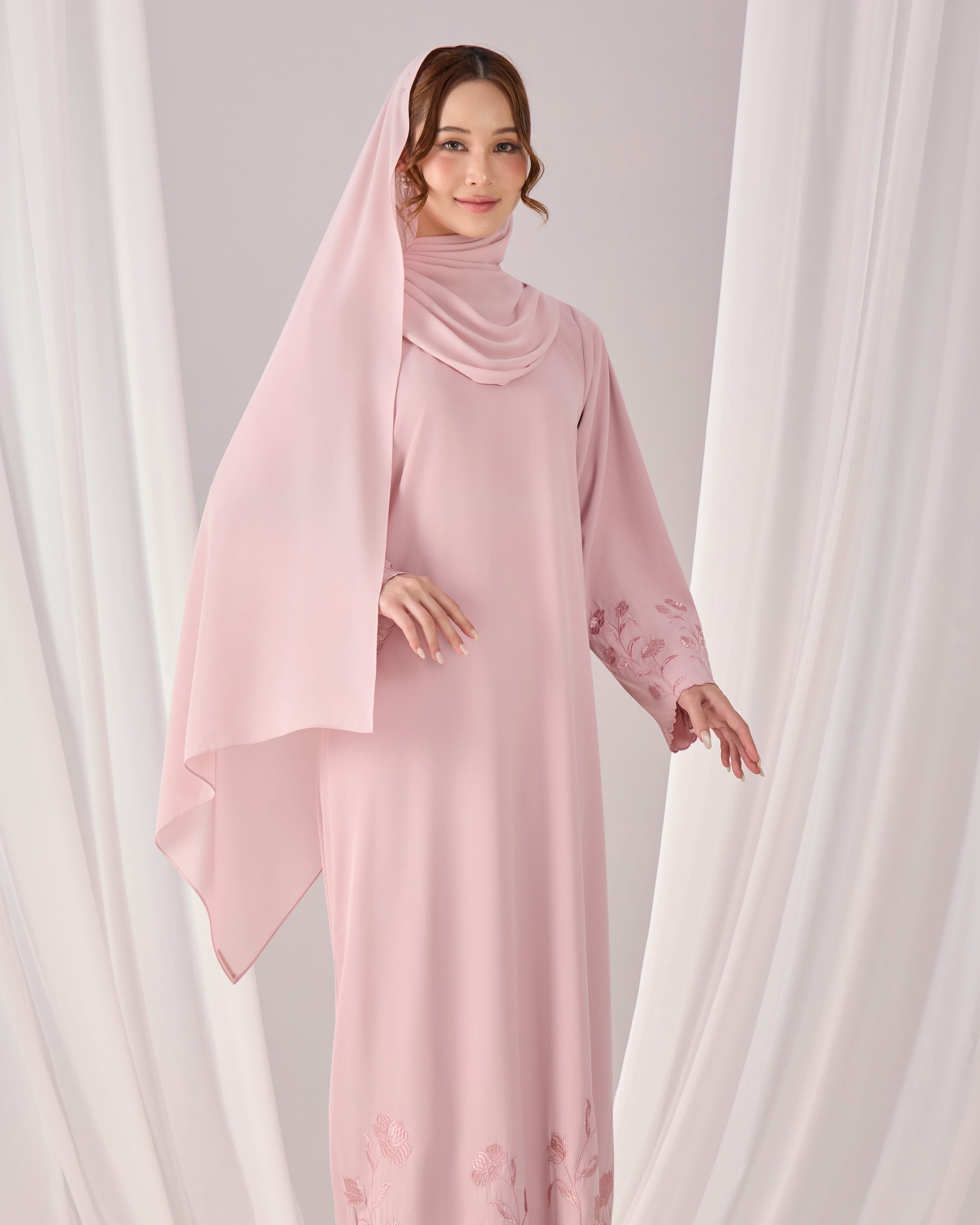 Syahira Dusty Pink Hijab Dress QAFIYA ABAYA (DUSTY PINK) Hijabistahub Syahira Dusty Pink Hijab Dress QAFIYA ABAYA (DUSTY PINK) Hijabistahub