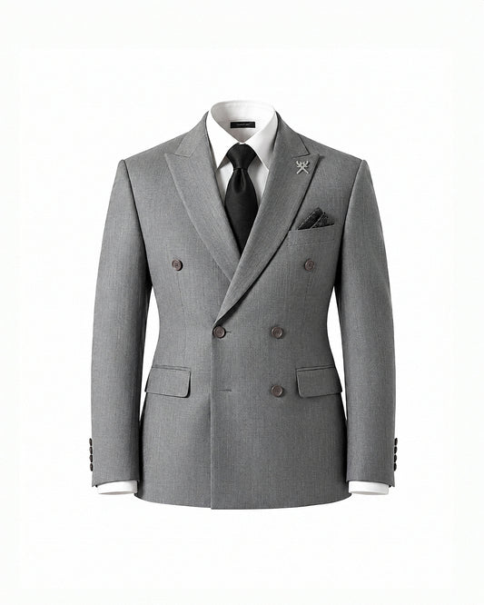 THE DOMINIC DOUBLE BREASTED SUIT (SILVER GREY)