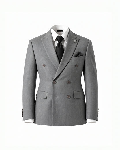 THE DOMINIC DOUBLE BREASTED SUIT (SILVER GREY)