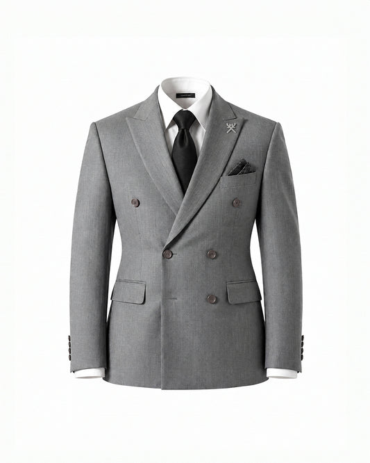 THE DOMINIC DOUBLE BREASTED SUIT (SILVER GREY)