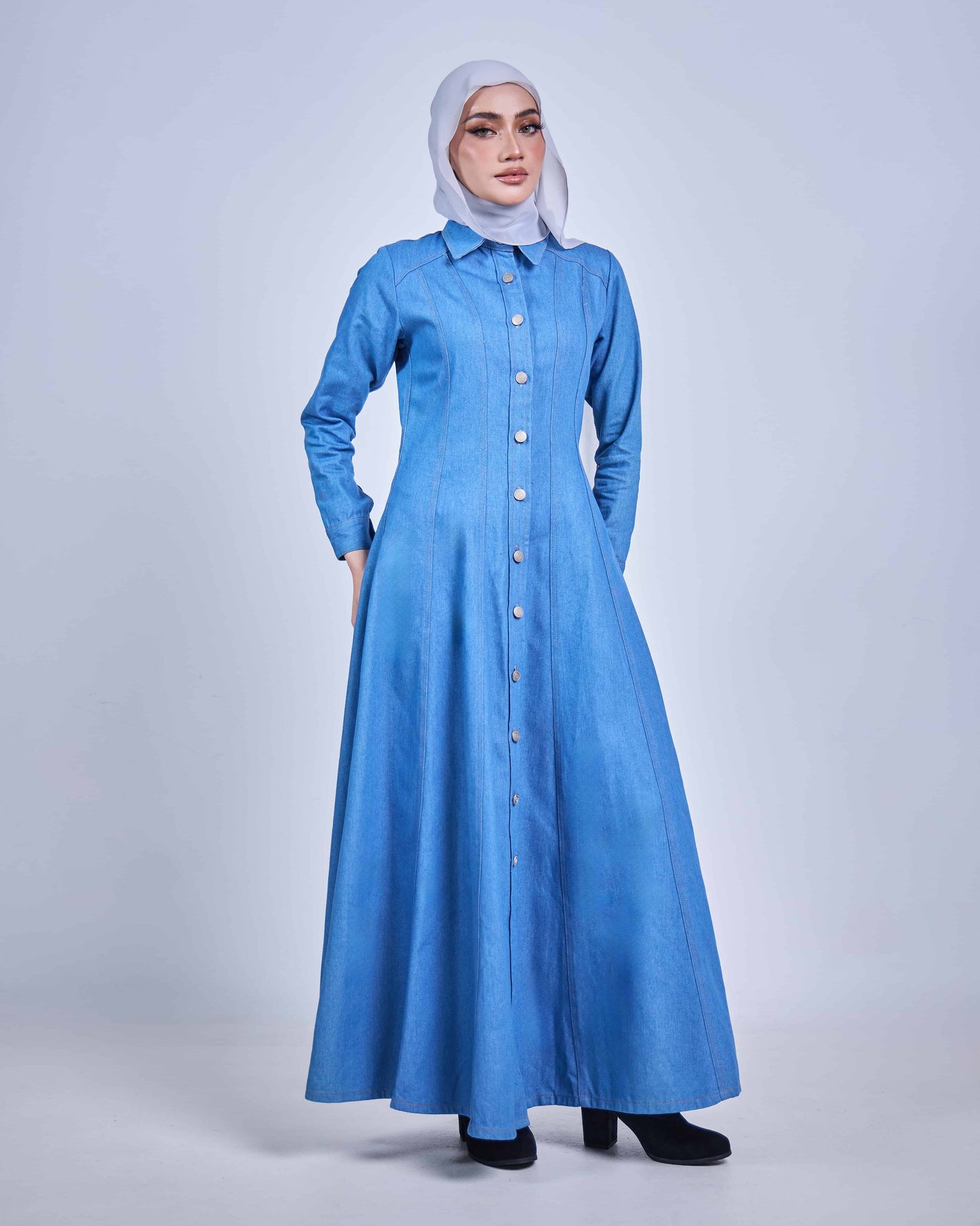 MINOR DEFECT NOVA DENIM BUTTON DRESS (LIGHT BLUE)