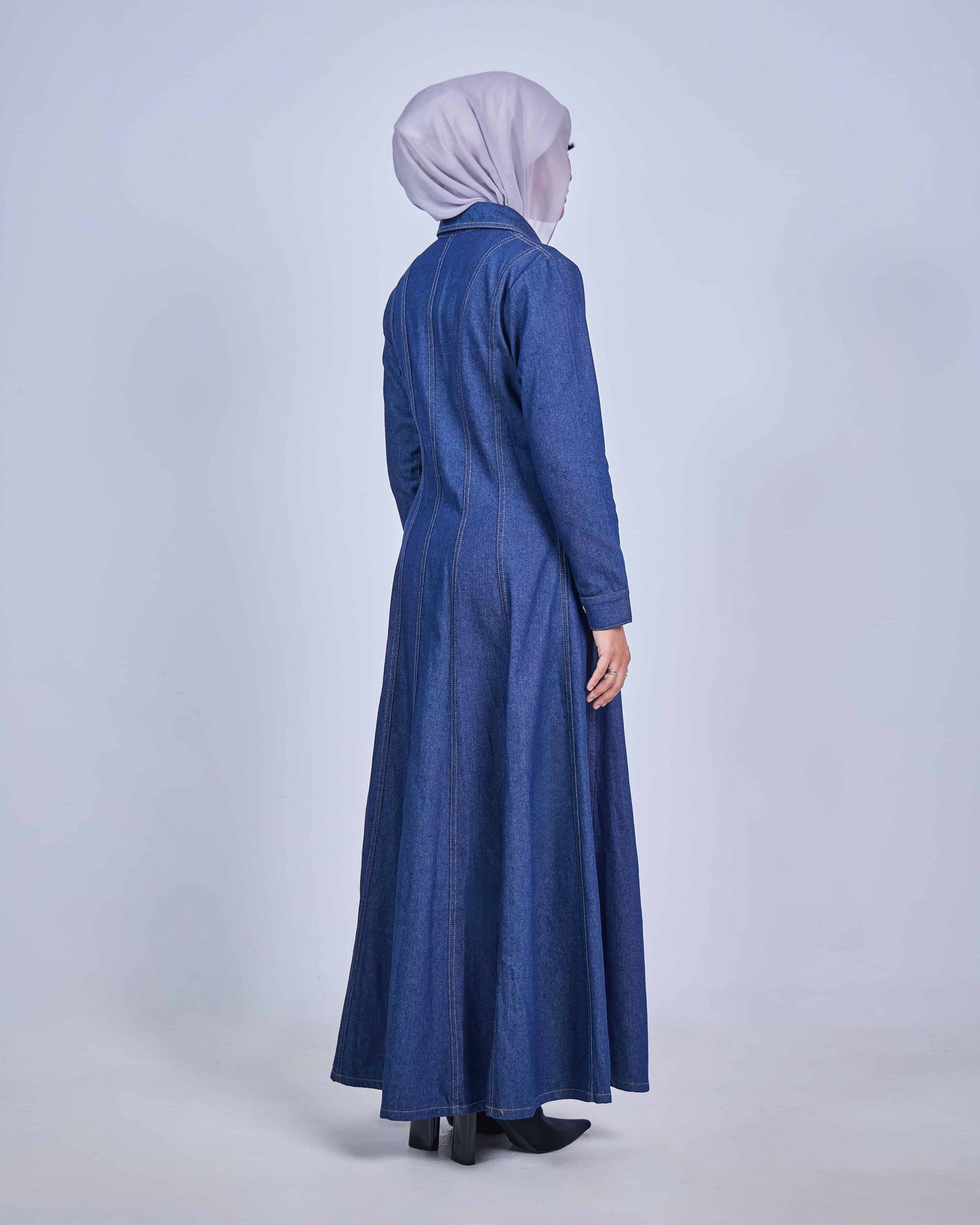 NOVA DENIM BUTTON DRESS (DARK BLUE)
