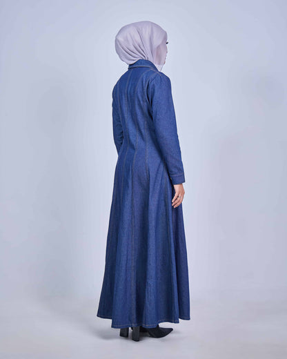 NOVA DENIM BUTTON DRESS (DARK BLUE)