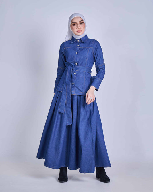 FEYRA DENIM BELTED JACKET (LIGHT BLUE)