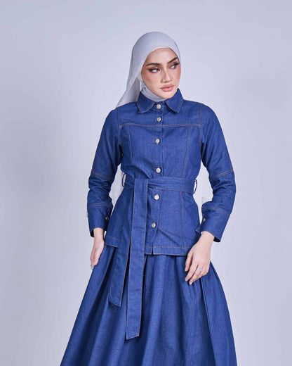 FEYRA DENIM BELTED JACKET (LIGHT BLUE)