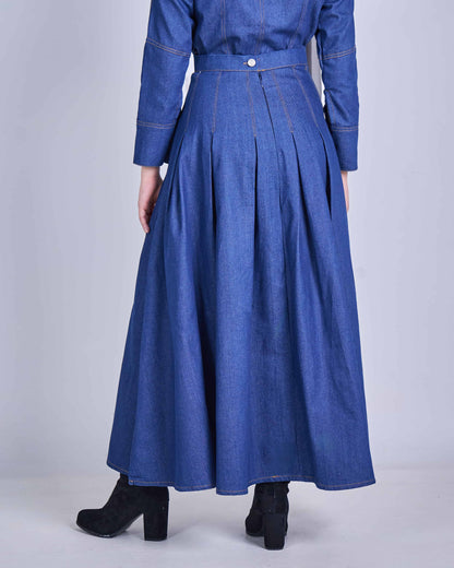ELRA DENIM PLEATED SKIRT (LIGHT BLUE)
