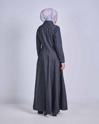 NOVA DENIM BUTTON DRESS (BLACK)
