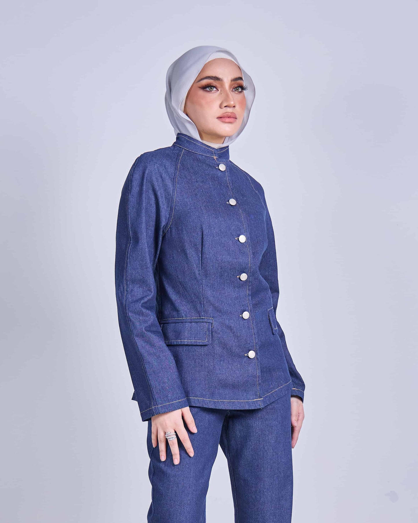 MINOR DEFECT AYLA DENIM COAT (DARK BLUE)
