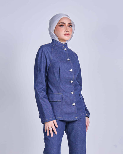 MINOR DEFECT AYLA DENIM COAT (DARK BLUE)