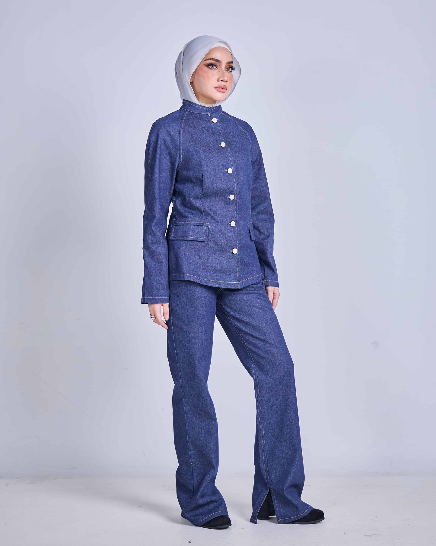 MINOR DEFECT AYLA DENIM COAT (DARK BLUE)