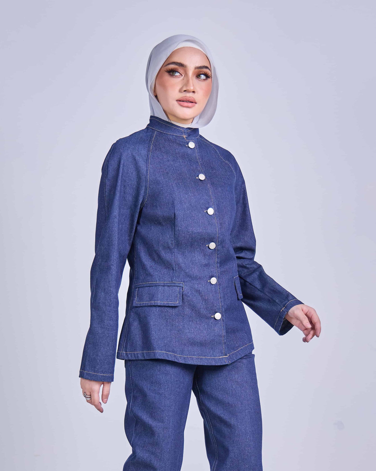 MINOR DEFECT AYLA DENIM COAT (DARK BLUE)