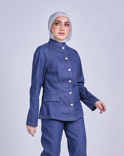 MINOR DEFECT AYLA DENIM COAT (DARK BLUE)