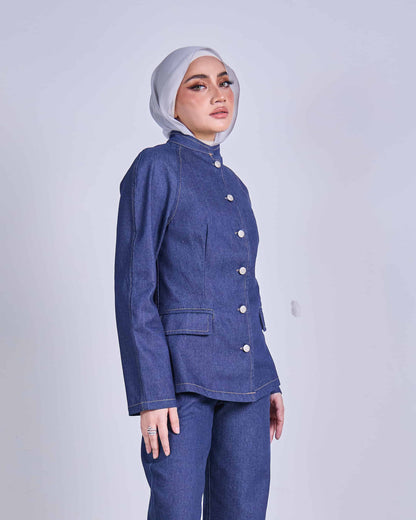 MINOR DEFECT AYLA DENIM COAT (DARK BLUE)