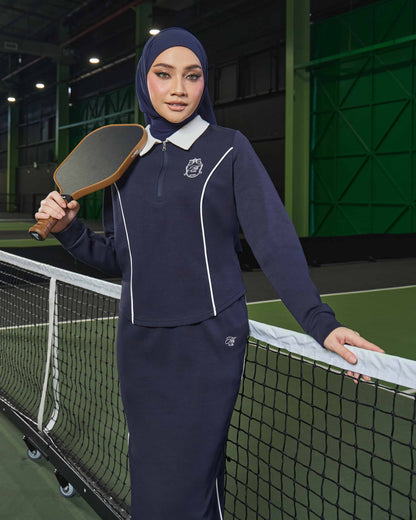 MINOR DEFECT LIORA HALF-ZIP SKIRT (NAVY BLUE)