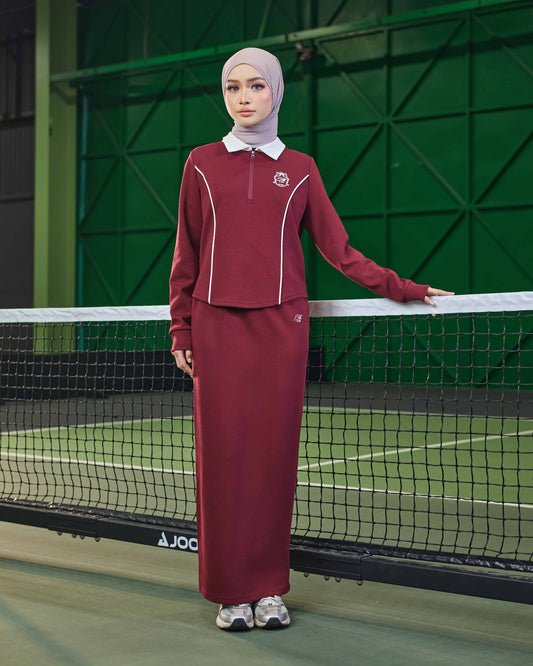 LIORA HALF-ZIP SKIRT (BURGUNDY)