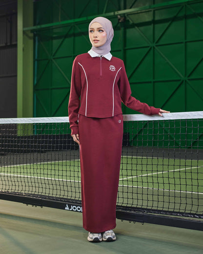 LIORA HALF-ZIP SKIRT (BURGUNDY)