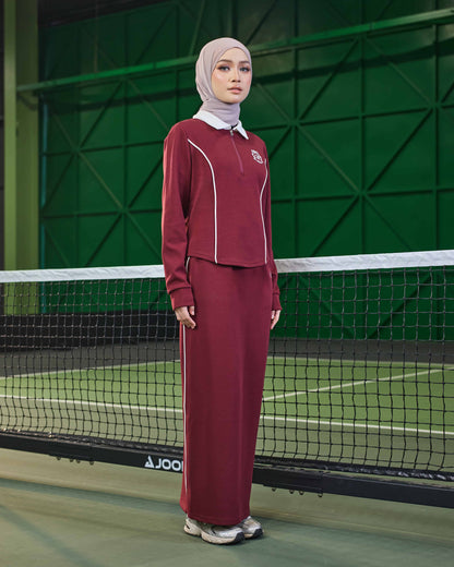 LIORA HALF-ZIP SKIRT (BURGUNDY)