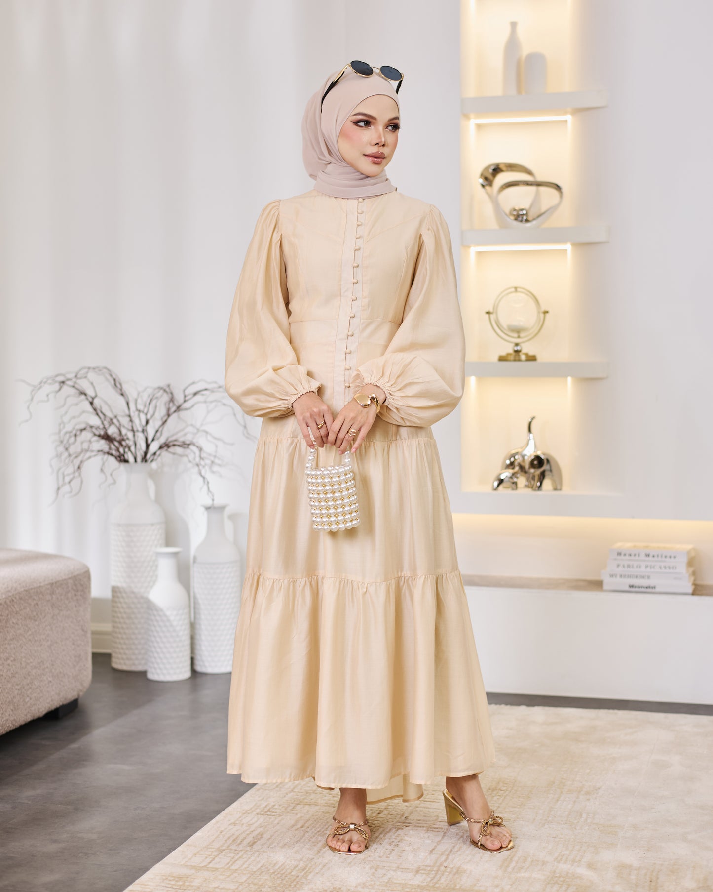 KEYLA BUTTON DRESS (NUDE)