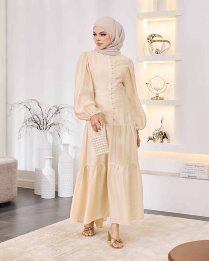 KEYLA BUTTON DRESS (NUDE)