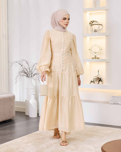 KEYLA BUTTON DRESS (NUDE)